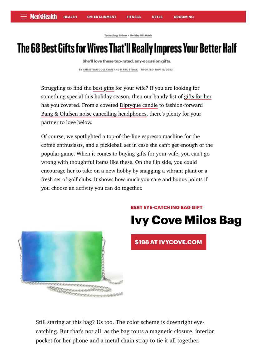 Best Eye Catching Bag Gift According to Men's Health! - Ivy Cove Montecito