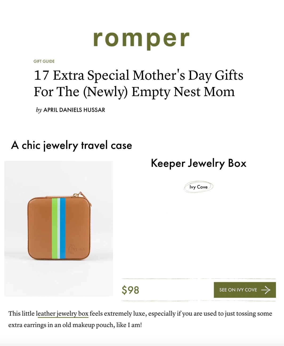 Mother's Day Gifts with Ivy Cove & Romper - Ivy Cove Montecito