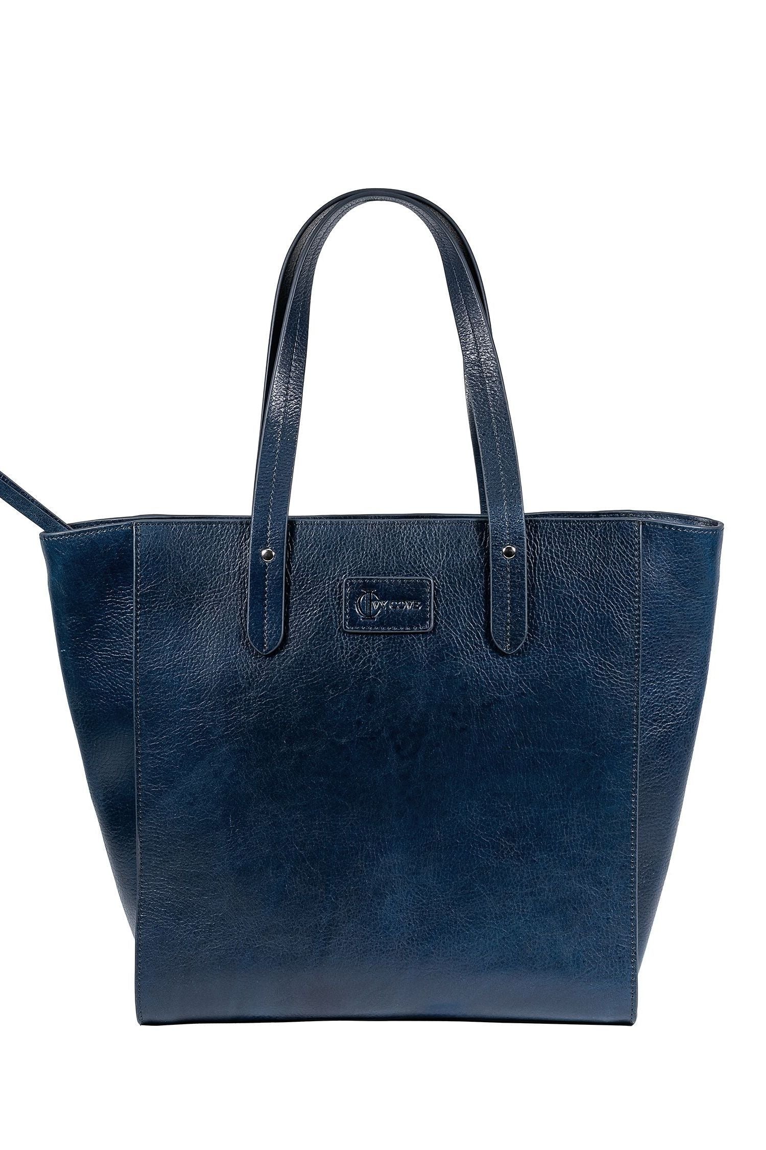 Medium Navy Zip Top Tote Bag - Sierra | Ivy Cove – Ivy Cove Montecito