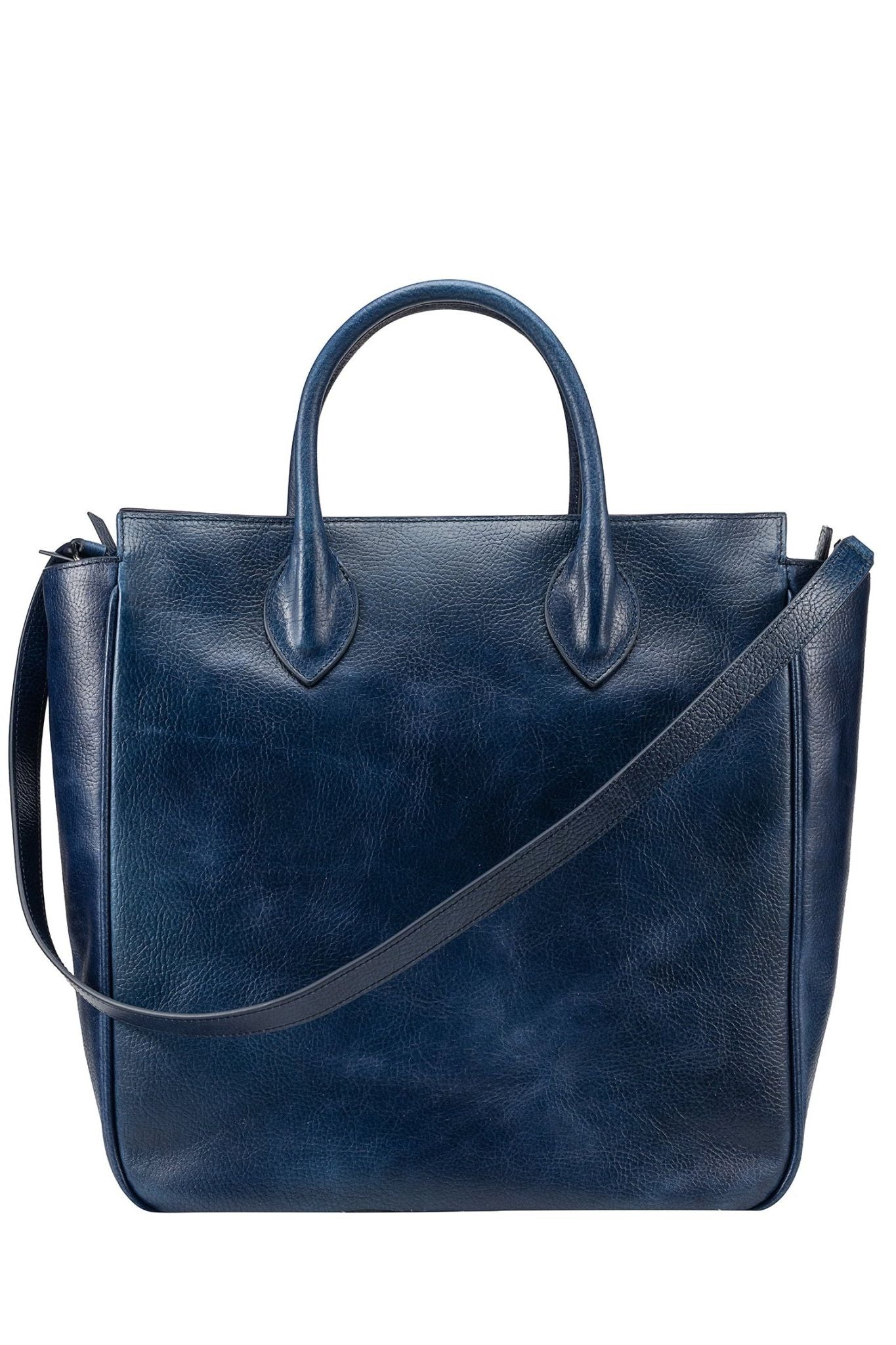 Navy Leather Zip Top Tote | Miramar | Ivy Cove – Ivy Cove Montecito
