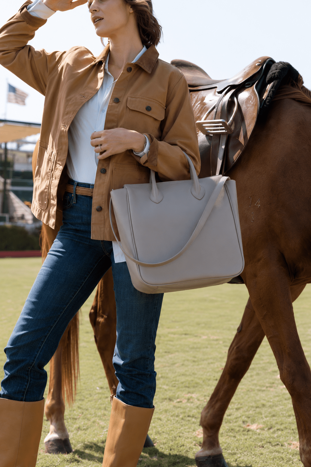 Miramar Zip Top Tote - Light Grey - Ivy Cove Montecito