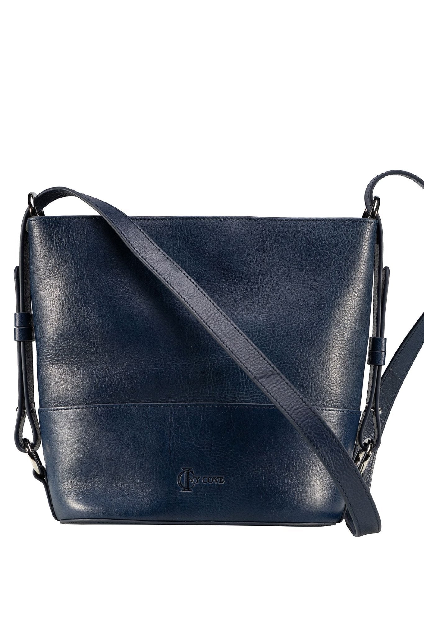 Solana Leather Bucket Bag - Navy - Ivy Cove Montecito