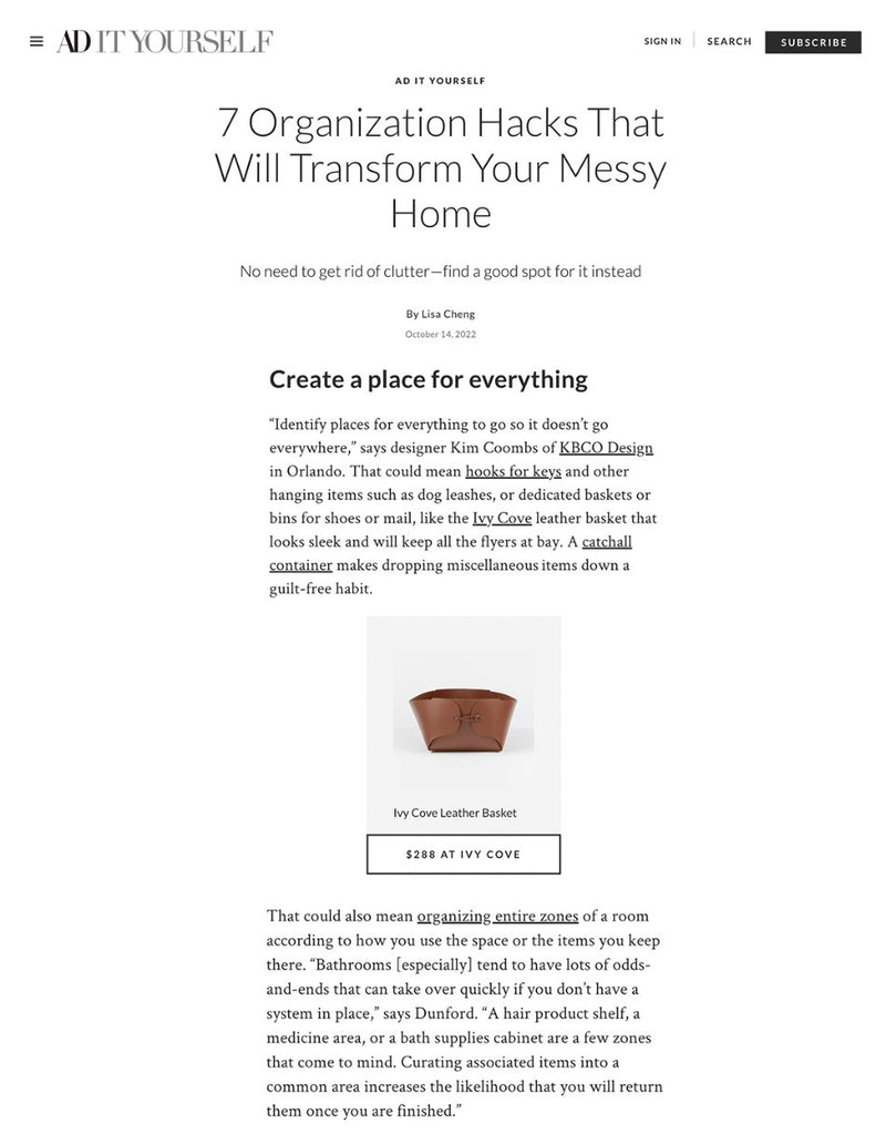 Architectural Digest Gets Tidy With Ivy Cove