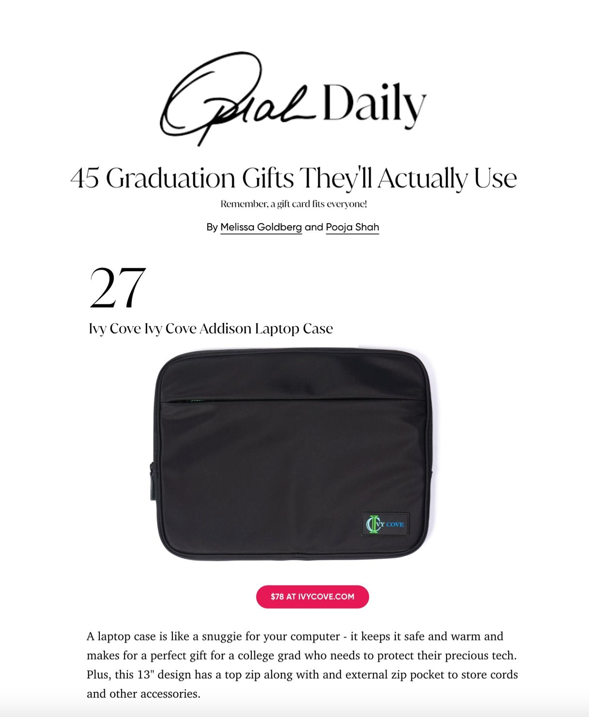 Gifts For Grads on Oprah Daily - Ivy Cove Montecito