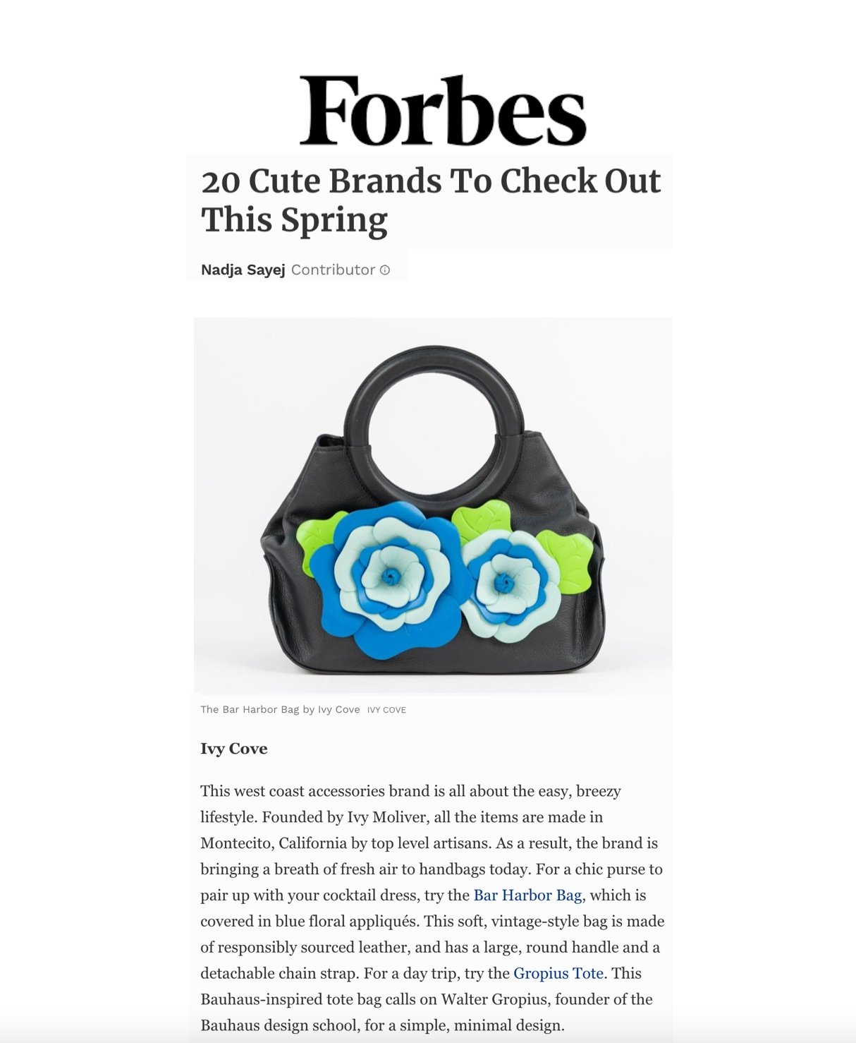 Ivy Cove Gets a Nod from Forbes - Ivy Cove Montecito