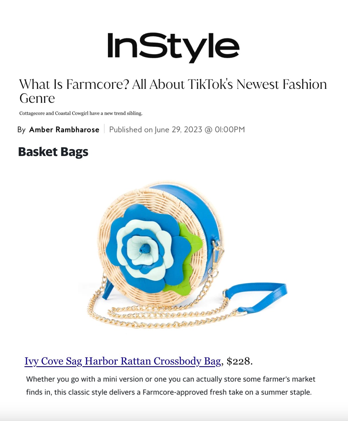 Ivy Cove Gets the Farmcore Approval by InStyle - Ivy Cove Montecito