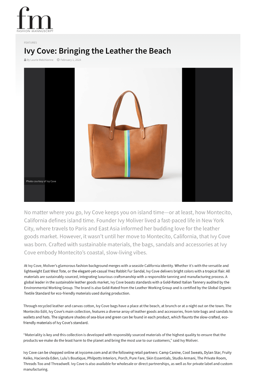 The East West Tote in Fashion Manuscript - Ivy Cove Montecito