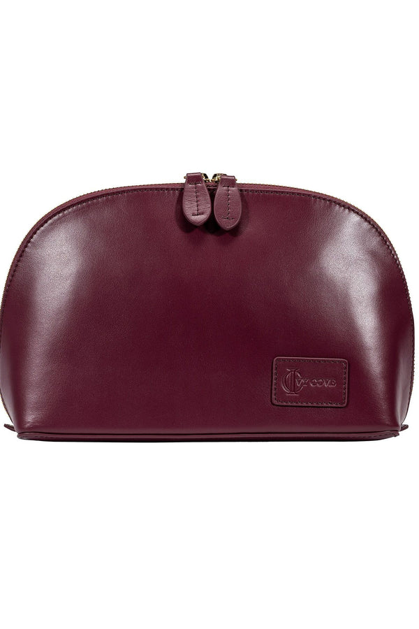 Burgundy Mesa Leather Cosmetic Bag