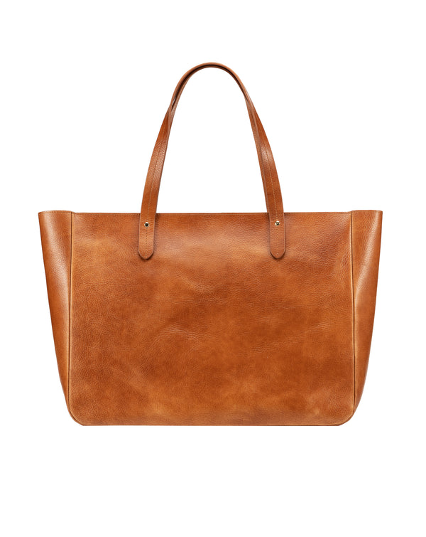 East West Zip Top Leather Tote