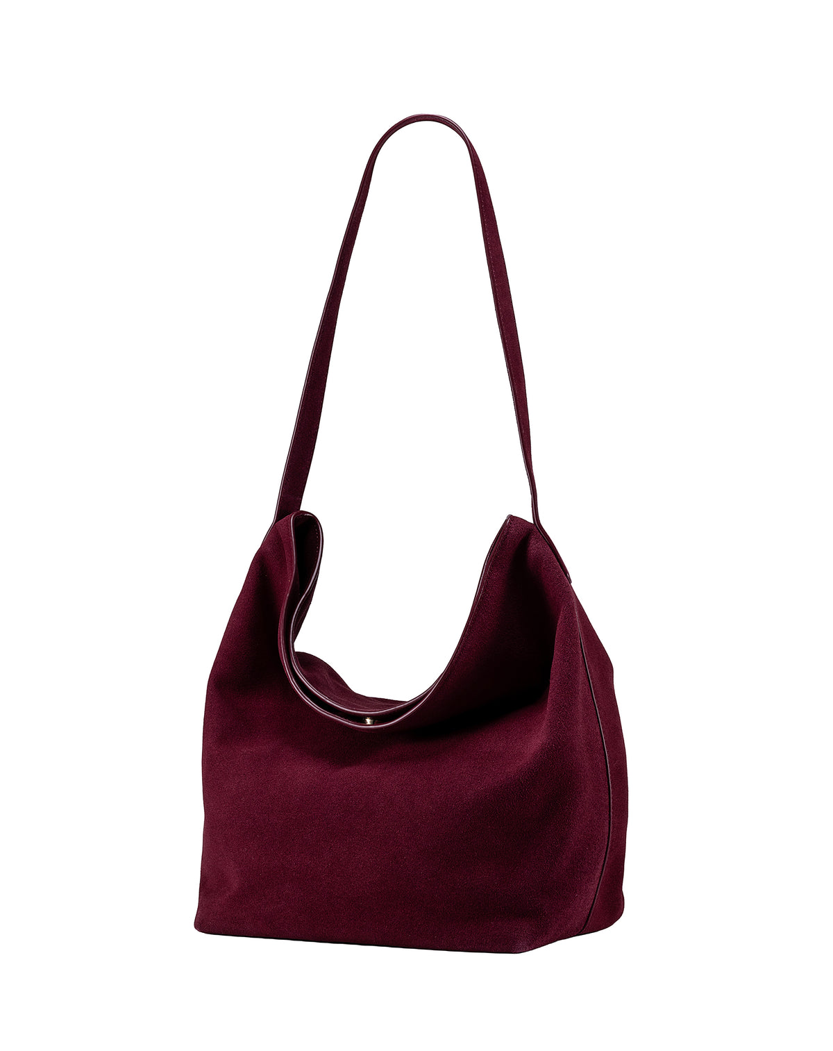 Padaro Suede Hobo Bucket Bag - Burgundy