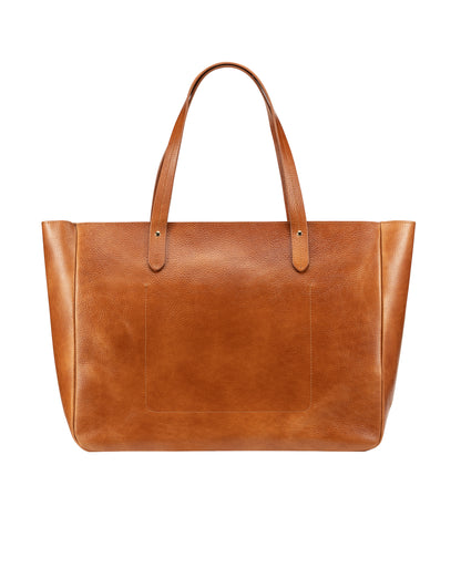 East West Zip Top Leather Tote