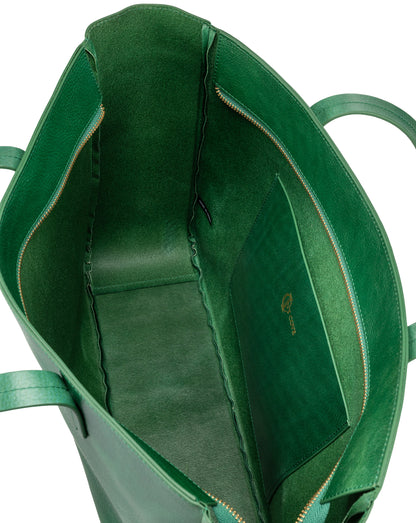 East West Zip Top Leather Tote