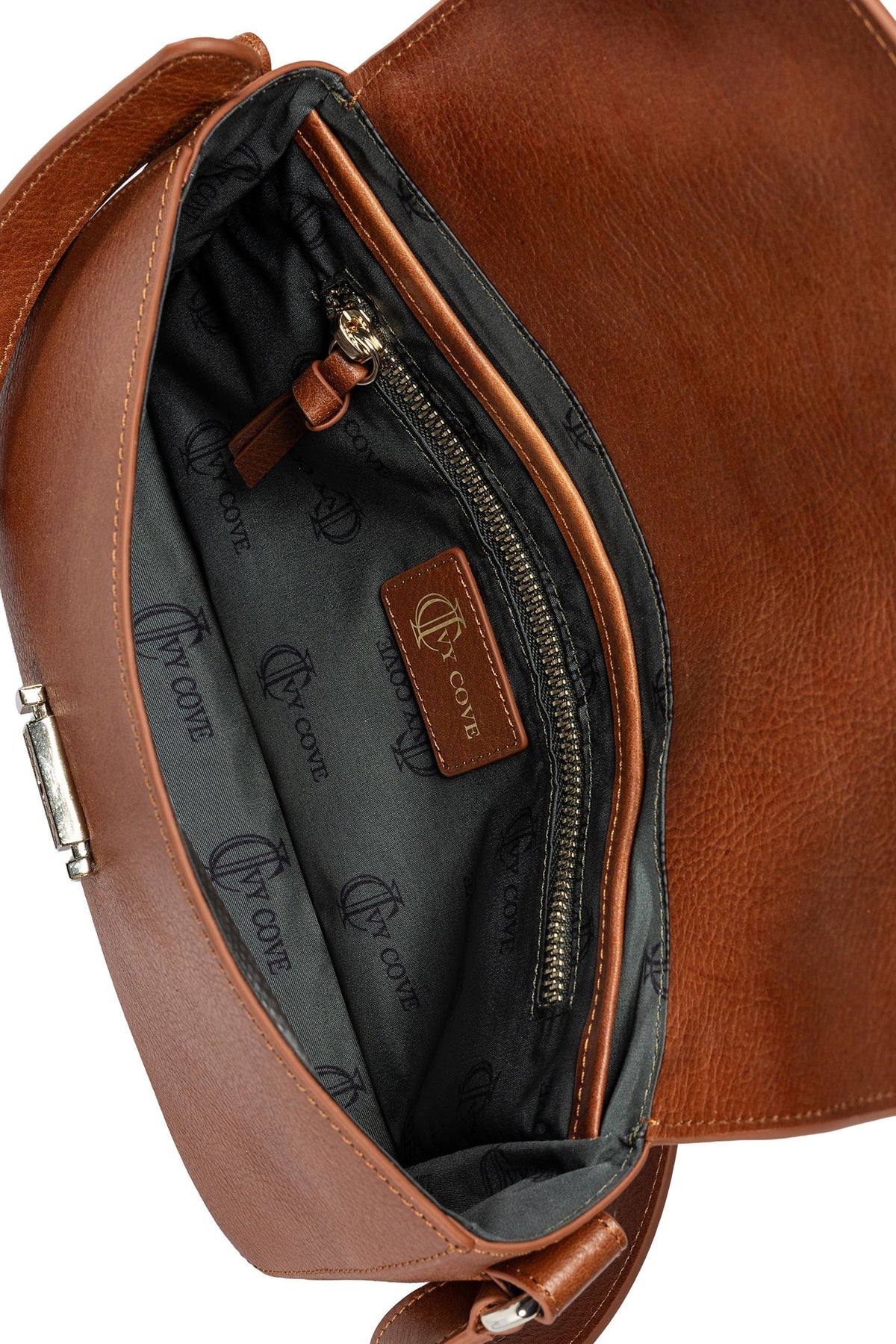 Tide Leather Crossbody Bag - Saddle