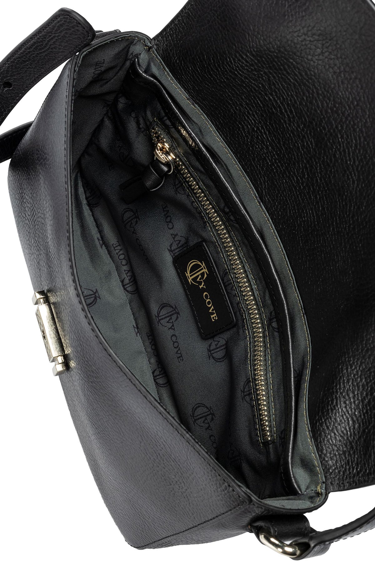 Tide Leather Crossbody Bag - Black