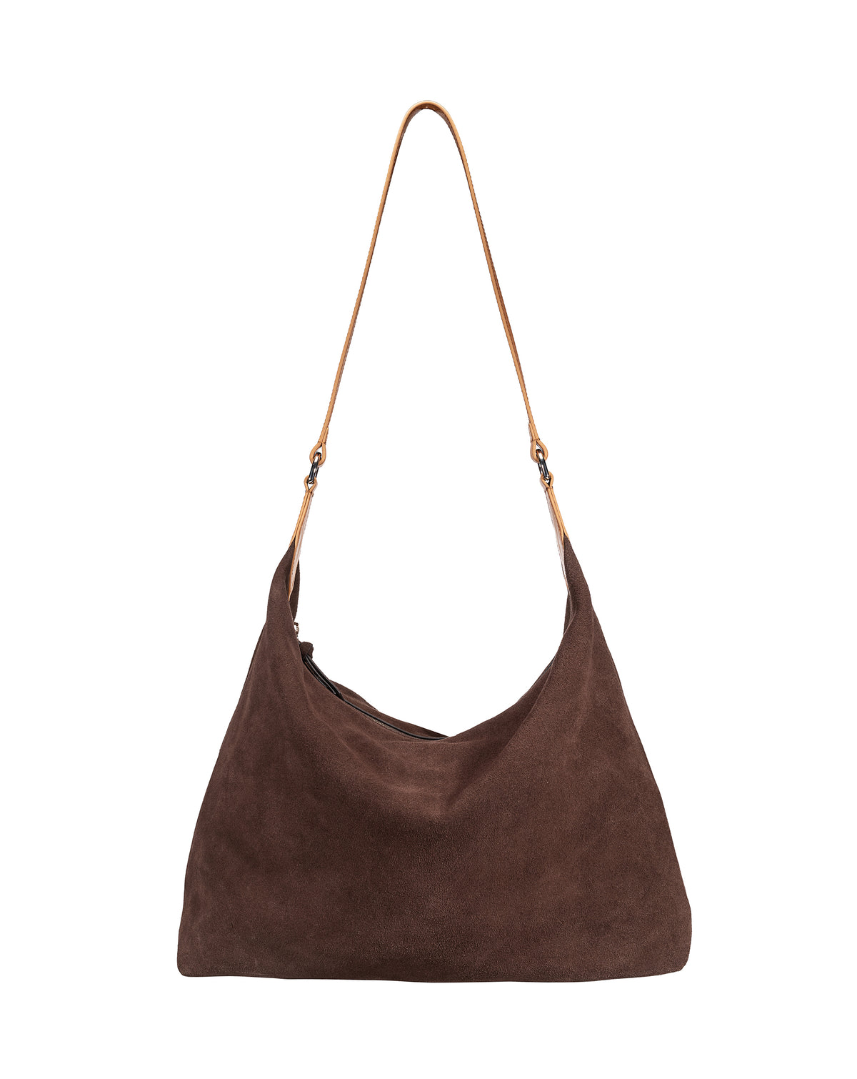 Aspen suede hobo bag in brown suede with slouchy silhouette