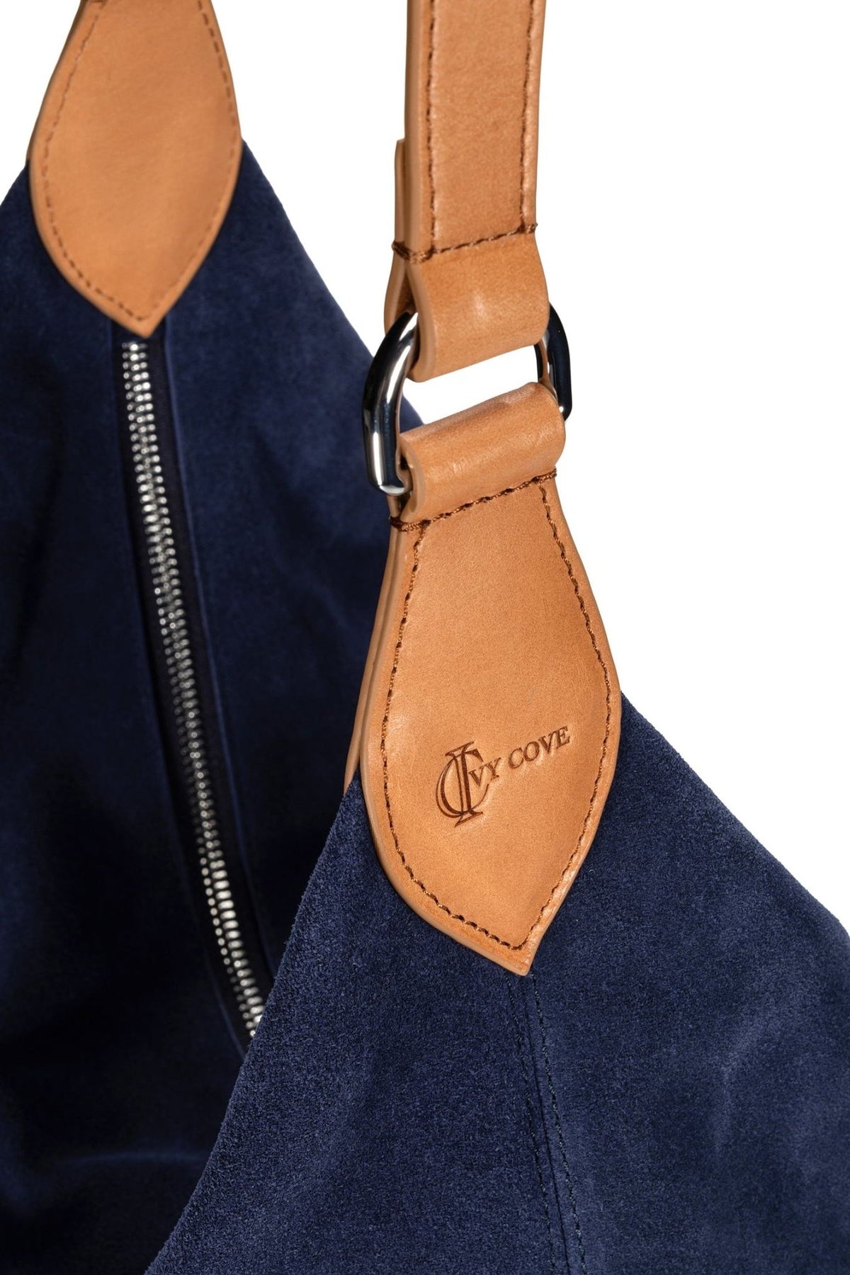 Aspen Suede Hobo Bag - Navy - Ivy Cove Montecito