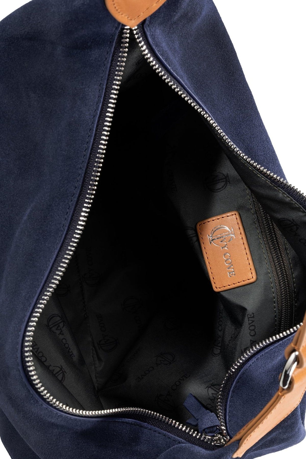 Aspen Suede Hobo Bag - Navy - Ivy Cove Montecito