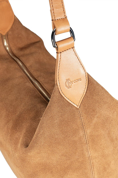 Aspen Suede Hobo Bag - Saddle - Ivy Cove Montecito