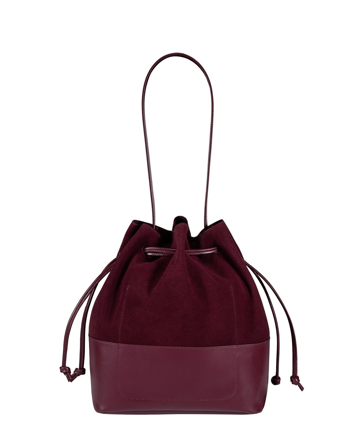 Carmel Suede and Leather Bucket Bag - Burgundy - Ivy Cove Montecito