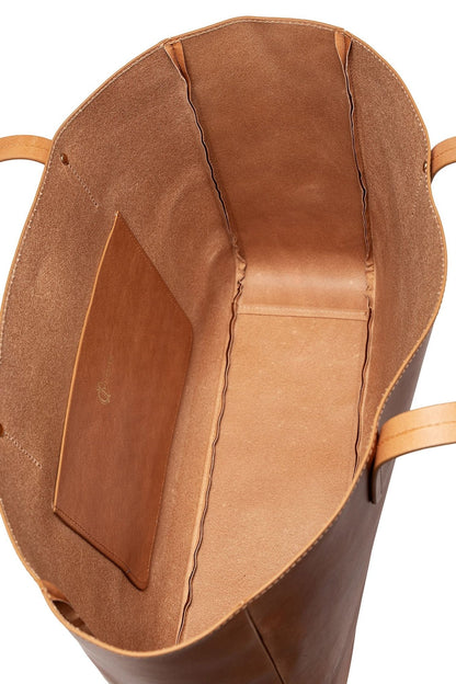 East West Leather Tote in Vachetta - Ivy Cove Montecito