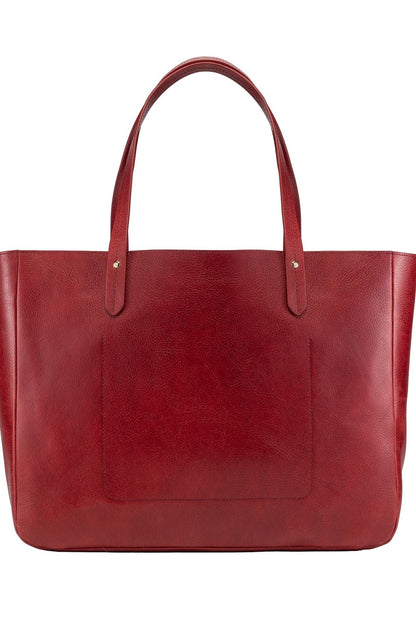 East West Leather Tote - Red - Ivy Cove Montecito
