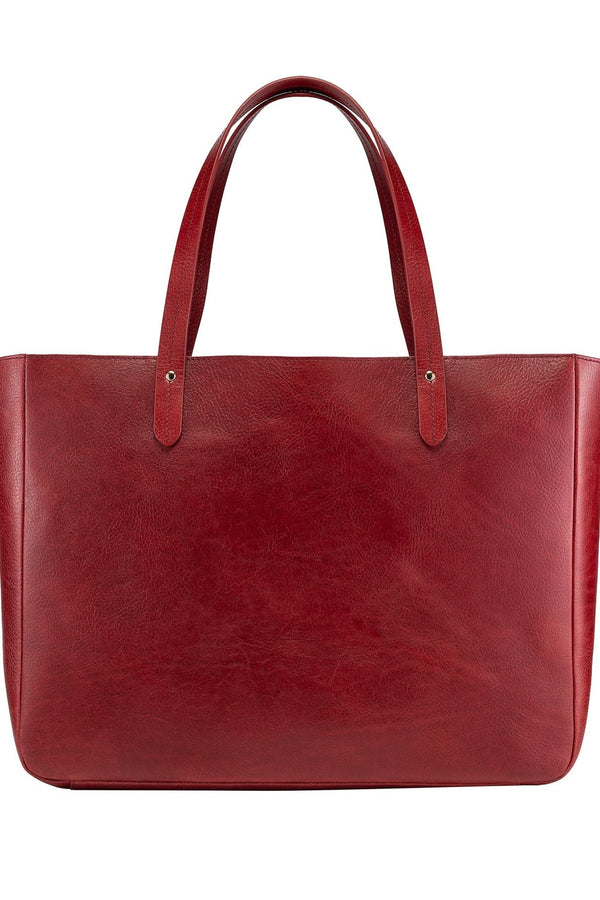 East West Leather Tote - Red