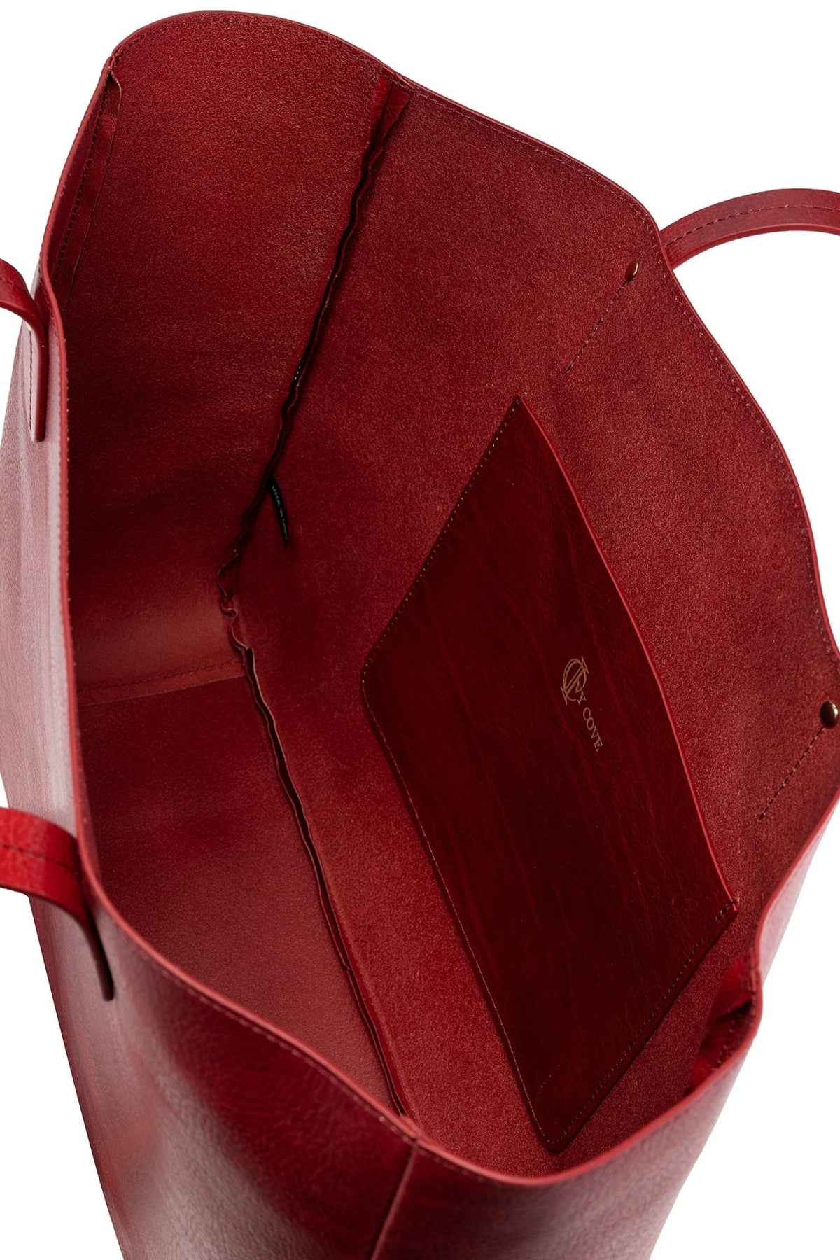 East West Leather Tote - Red - Ivy Cove Montecito
