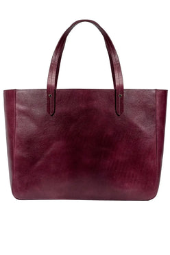 East West Leather Tote - Burgundy