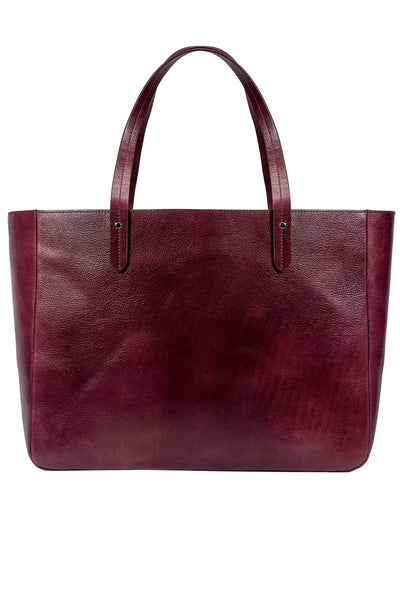 East West Leather Tote - Burgundy