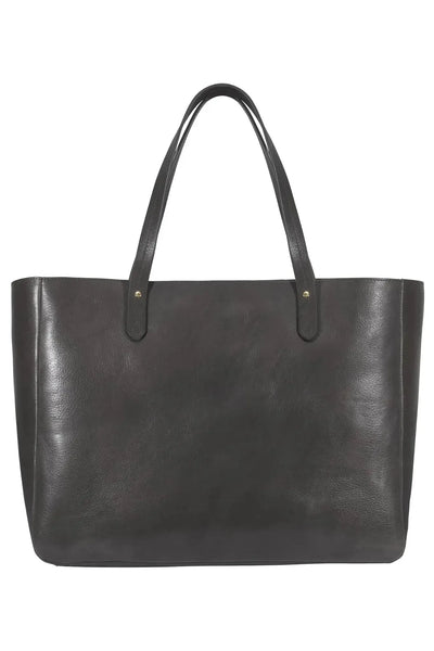 East West Leather Tote - Dark Grey