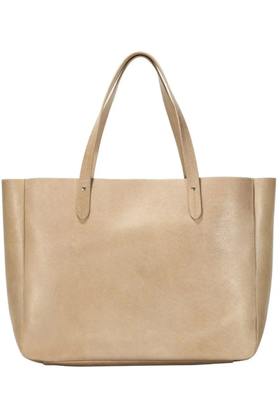 East West Leather Tote - Sand