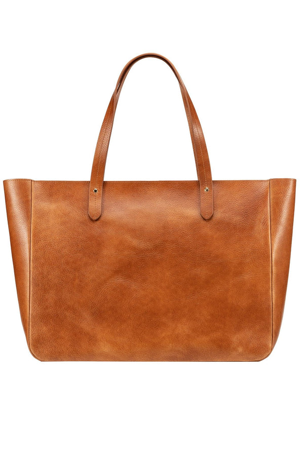 East West Zip Top Leather Tote