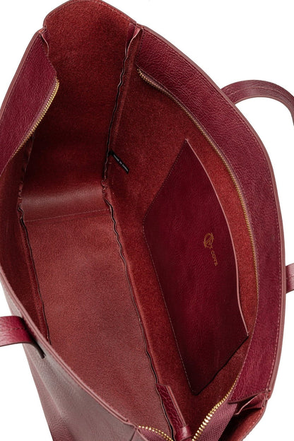 East West Zip Top Leather Tote - Ivy Cove Montecito