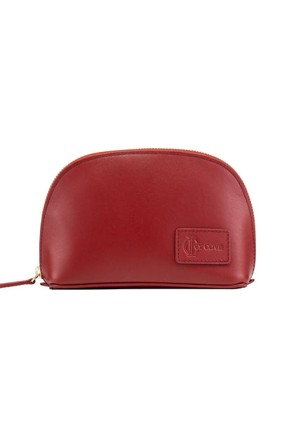 Mesa Leather Cosmetic Bag - Red - Ivy Cove Montecito