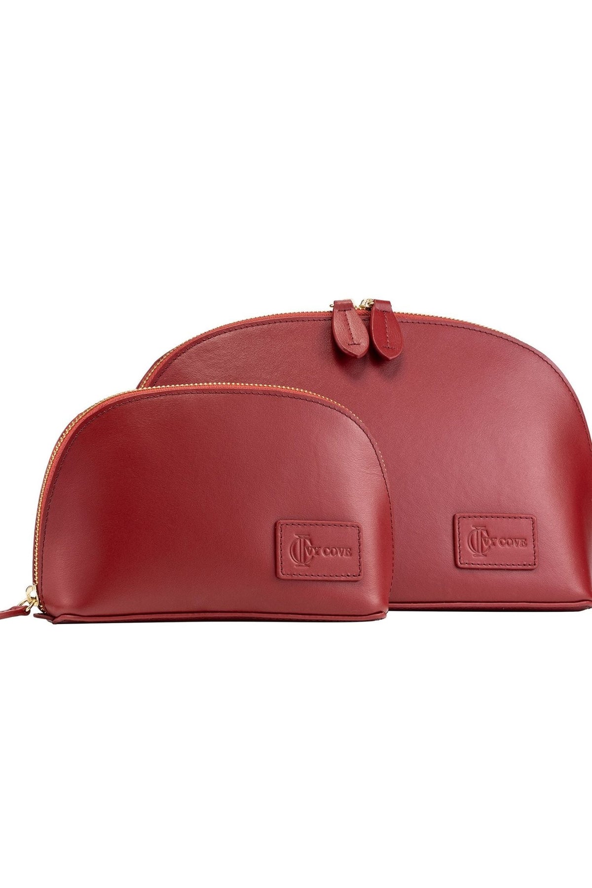 Mesa Leather Cosmetic Bag - Red - Ivy Cove Montecito