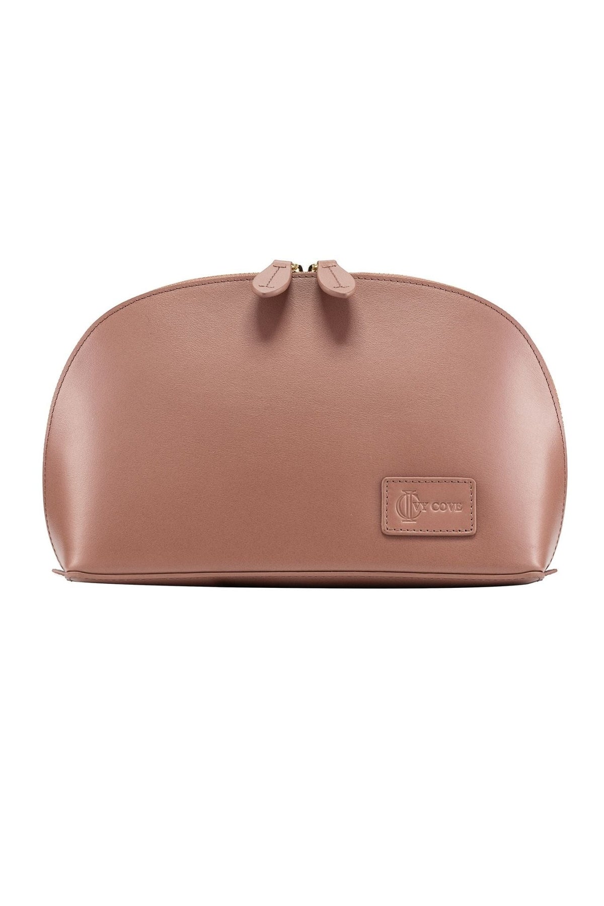 Mesa Leather Cosmetic Bag - Taupe - Ivy Cove Montecito
