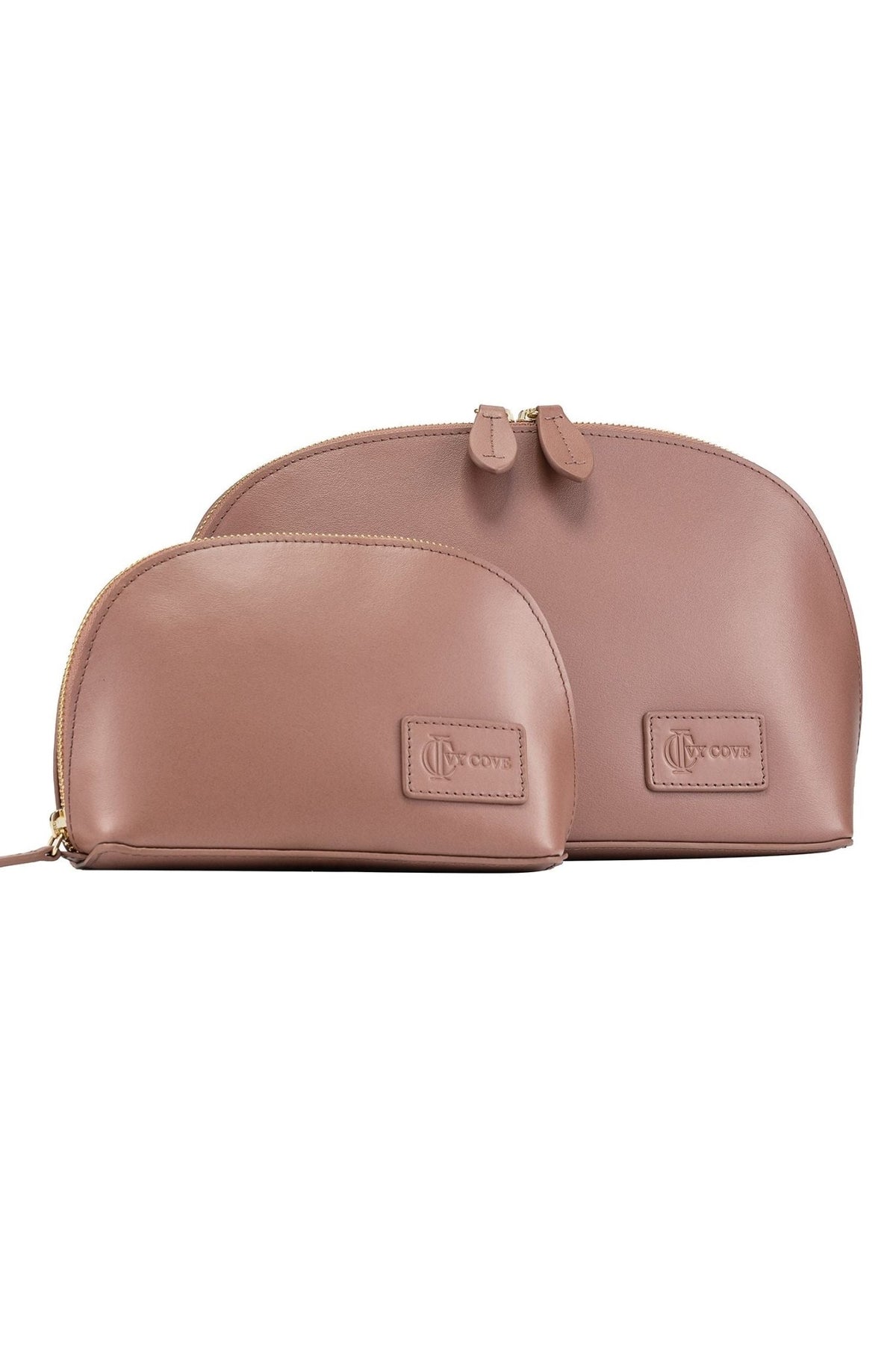 Mesa Leather Cosmetic Bag - Taupe - Ivy Cove Montecito
