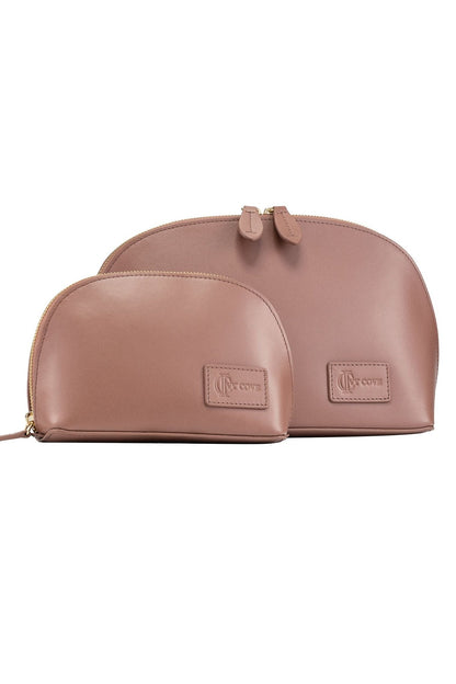 Mesa Leather Cosmetic Bag - Taupe - Ivy Cove Montecito