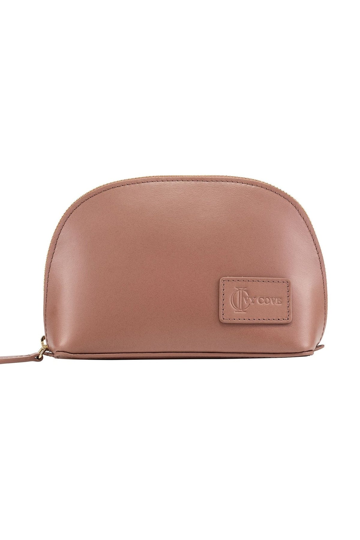 Mesa Leather Cosmetic Bag - Taupe - Ivy Cove Montecito