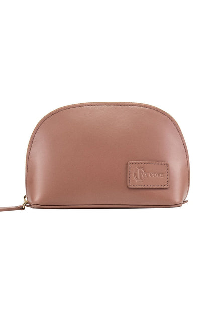 Mesa Leather Cosmetic Bag - Taupe - Ivy Cove Montecito