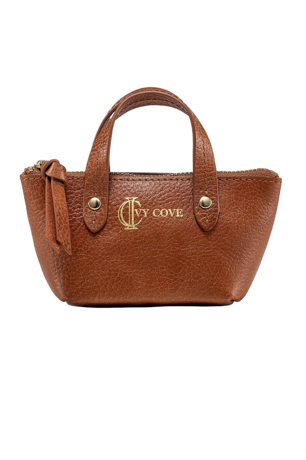 Mini Tote Bag Charm & Coin Purse – Cognac