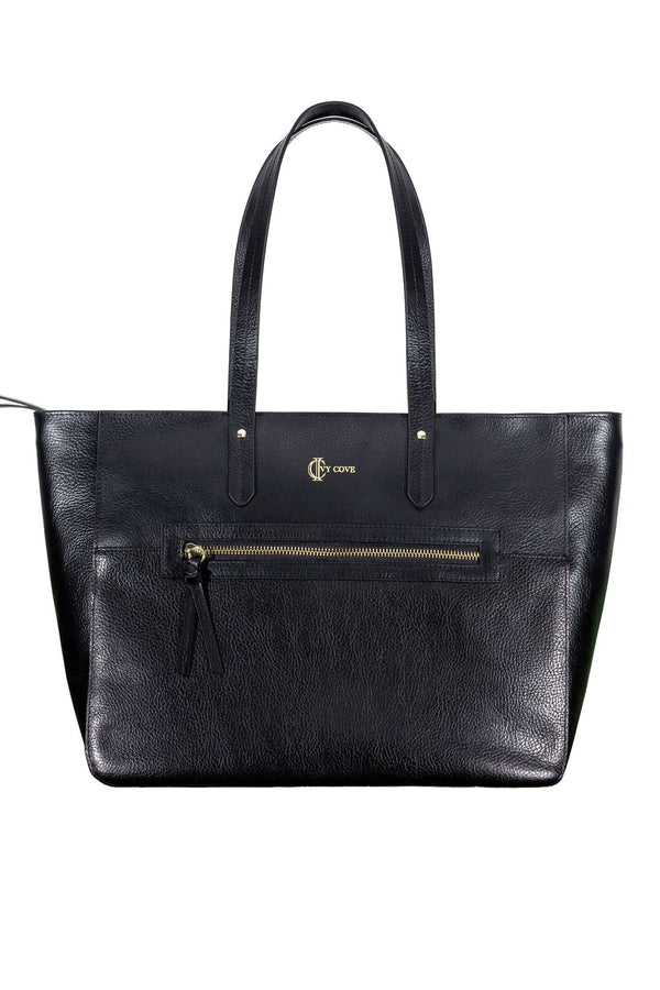 Morro Leather Zip Tote - Black
