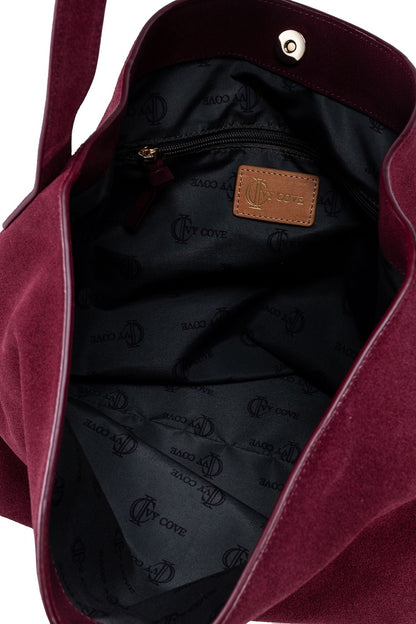 Padaro Suede Hobo Bucket Bag - Burgundy - Ivy Cove Montecito