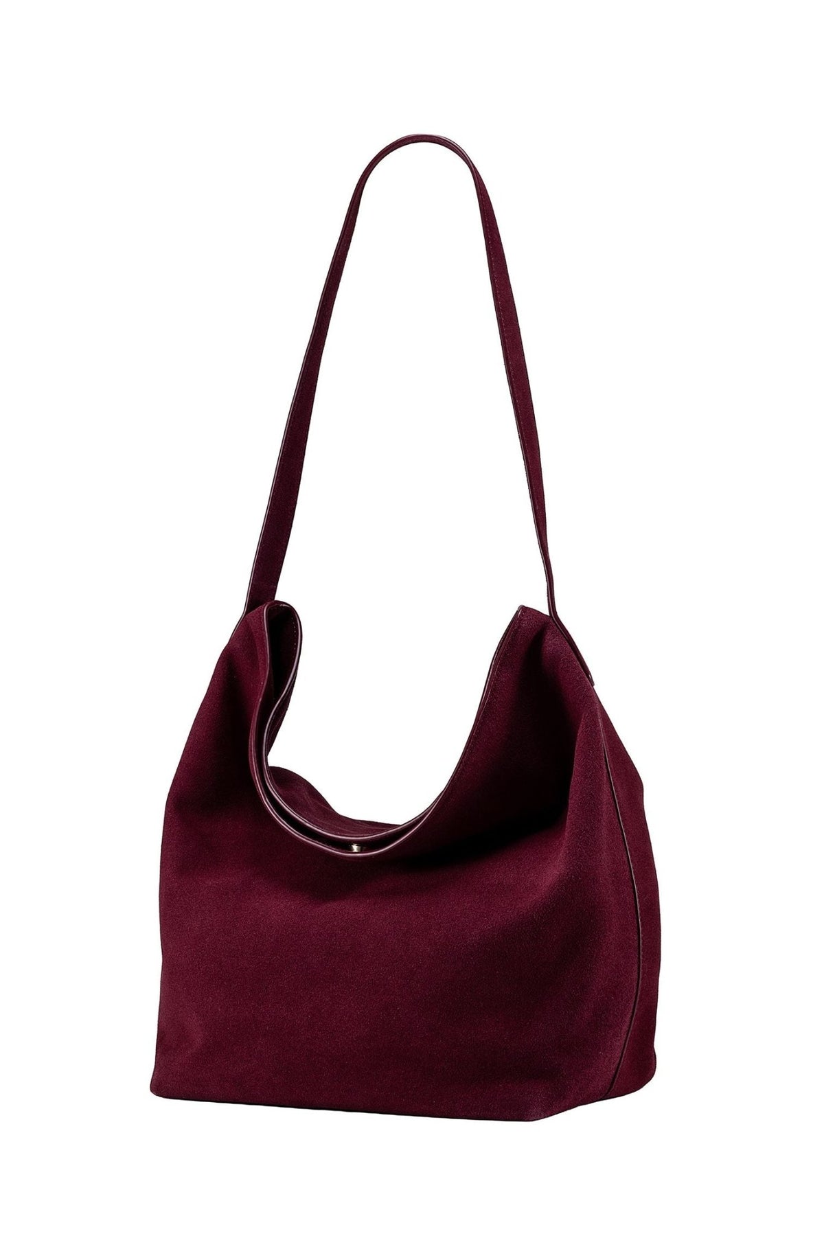 Padaro Suede Hobo Bucket Bag - Burgundy - Ivy Cove Montecito