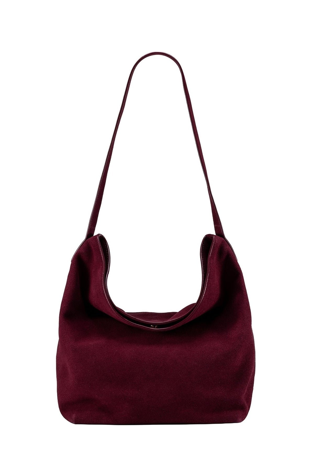 Padaro Suede Hobo Bucket Bag - Burgundy - Ivy Cove Montecito