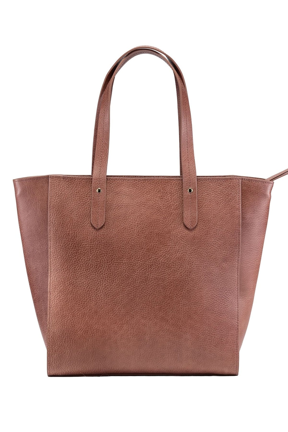 Sierra Zip Top Leather Tote - Taupe - Ivy Cove Montecito