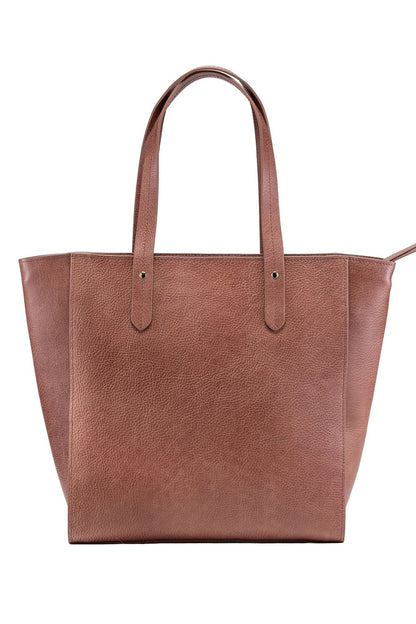 Sierra Zip Top Leather Tote - Taupe - Ivy Cove Montecito
