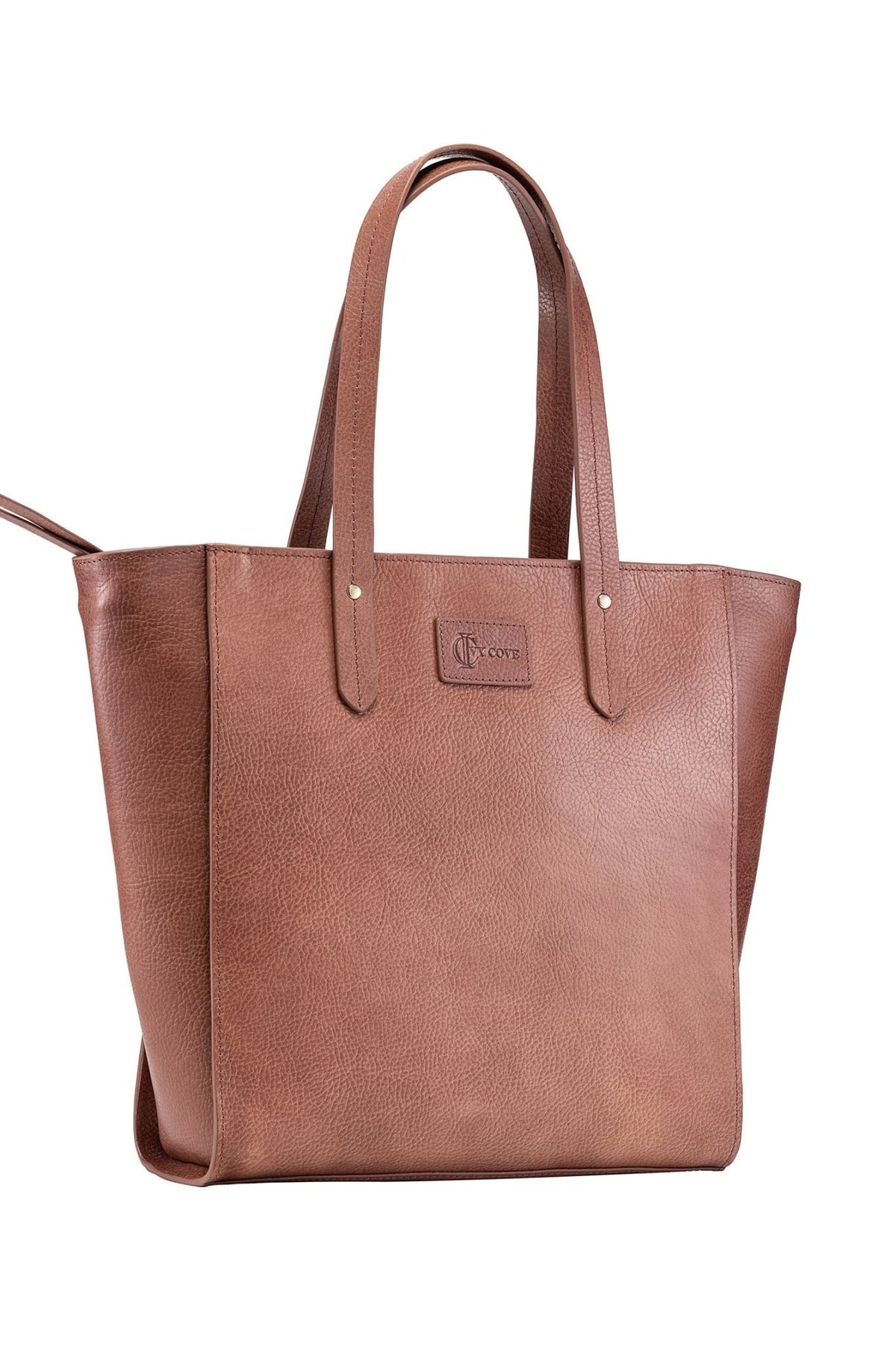 Sierra Zip Top Leather Tote - Taupe - Ivy Cove Montecito