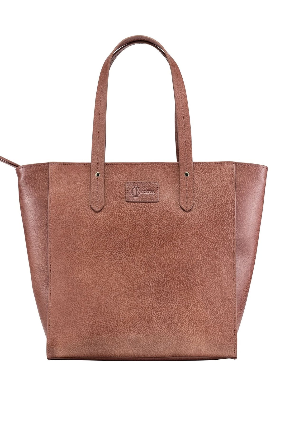 Sierra Zip Top Leather Tote - Taupe - Ivy Cove Montecito