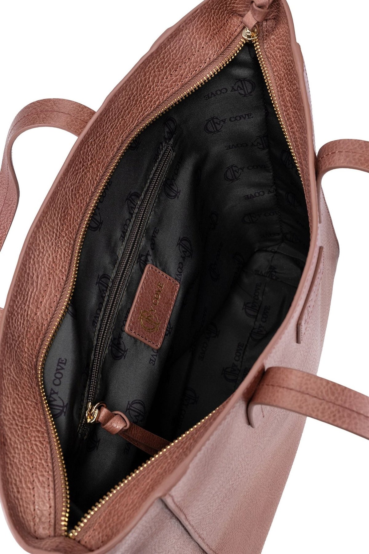 Sierra Zip Top Leather Tote - Taupe - Ivy Cove Montecito